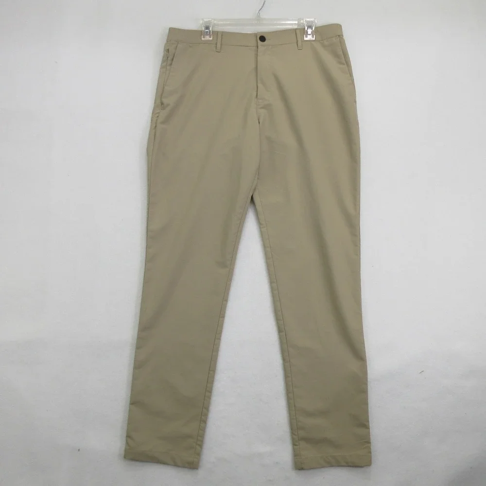 Banana Republic Men's Pants 34x34 Golf Khaki Tan Polyester Performance Stretch